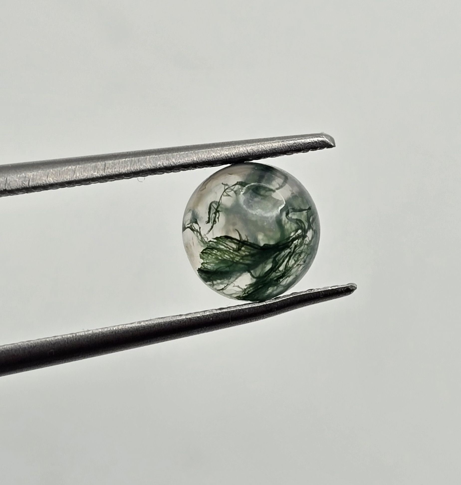 7mm round moss agate cabochon