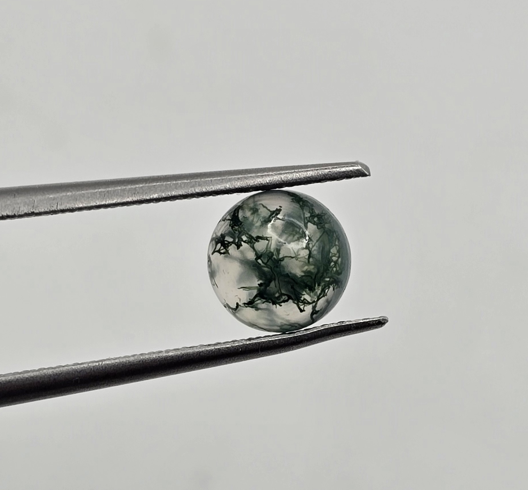 7mm round moss agate cabochon