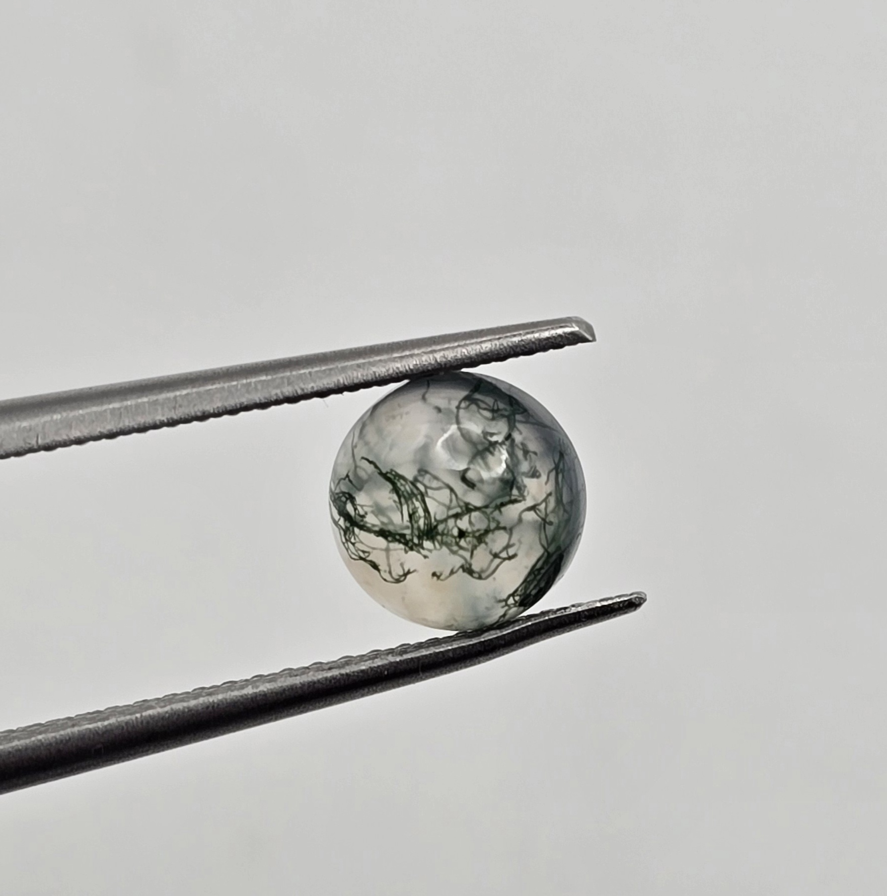7mm round moss agate cabochon