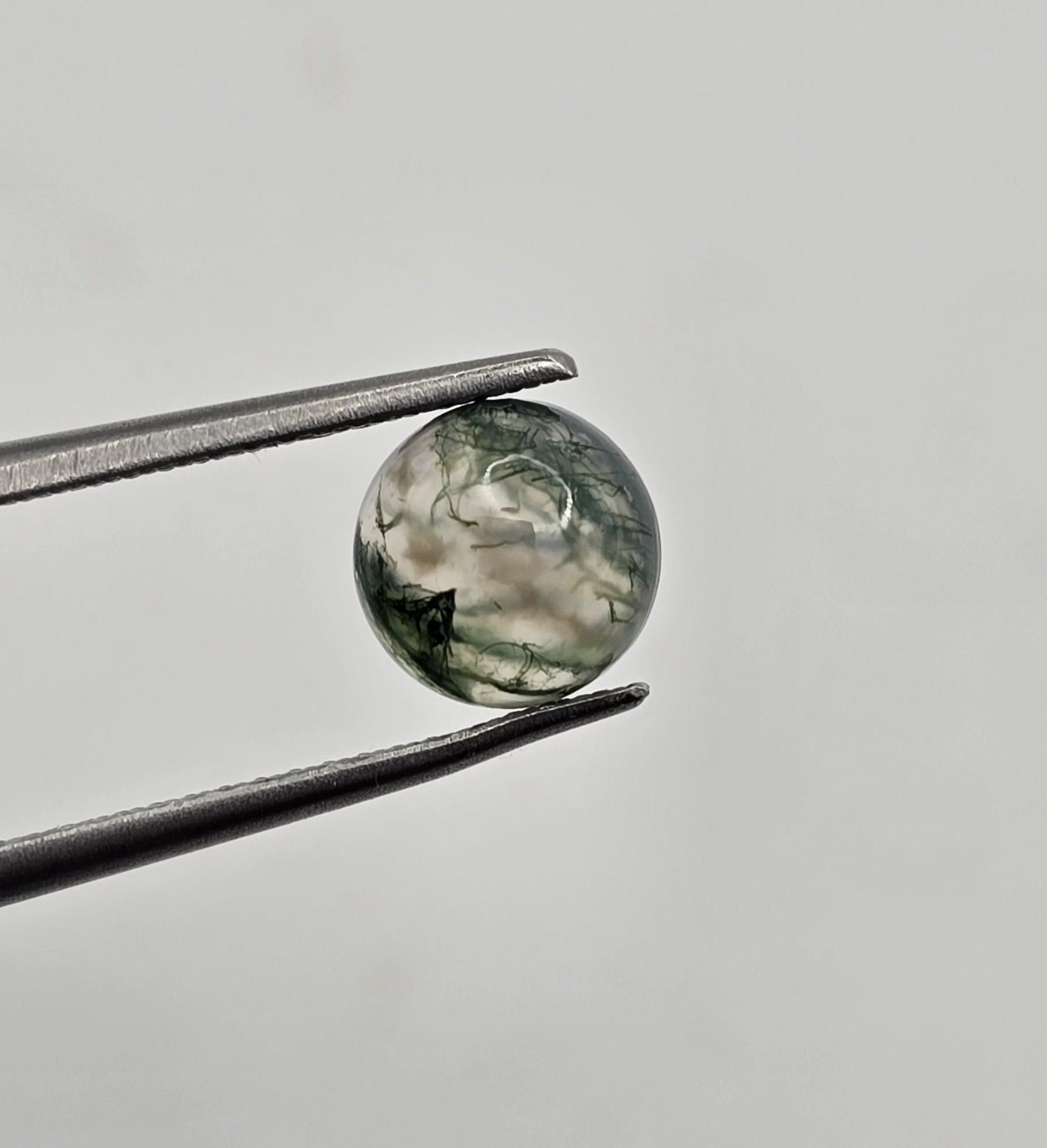 7mm round moss agate cabochon