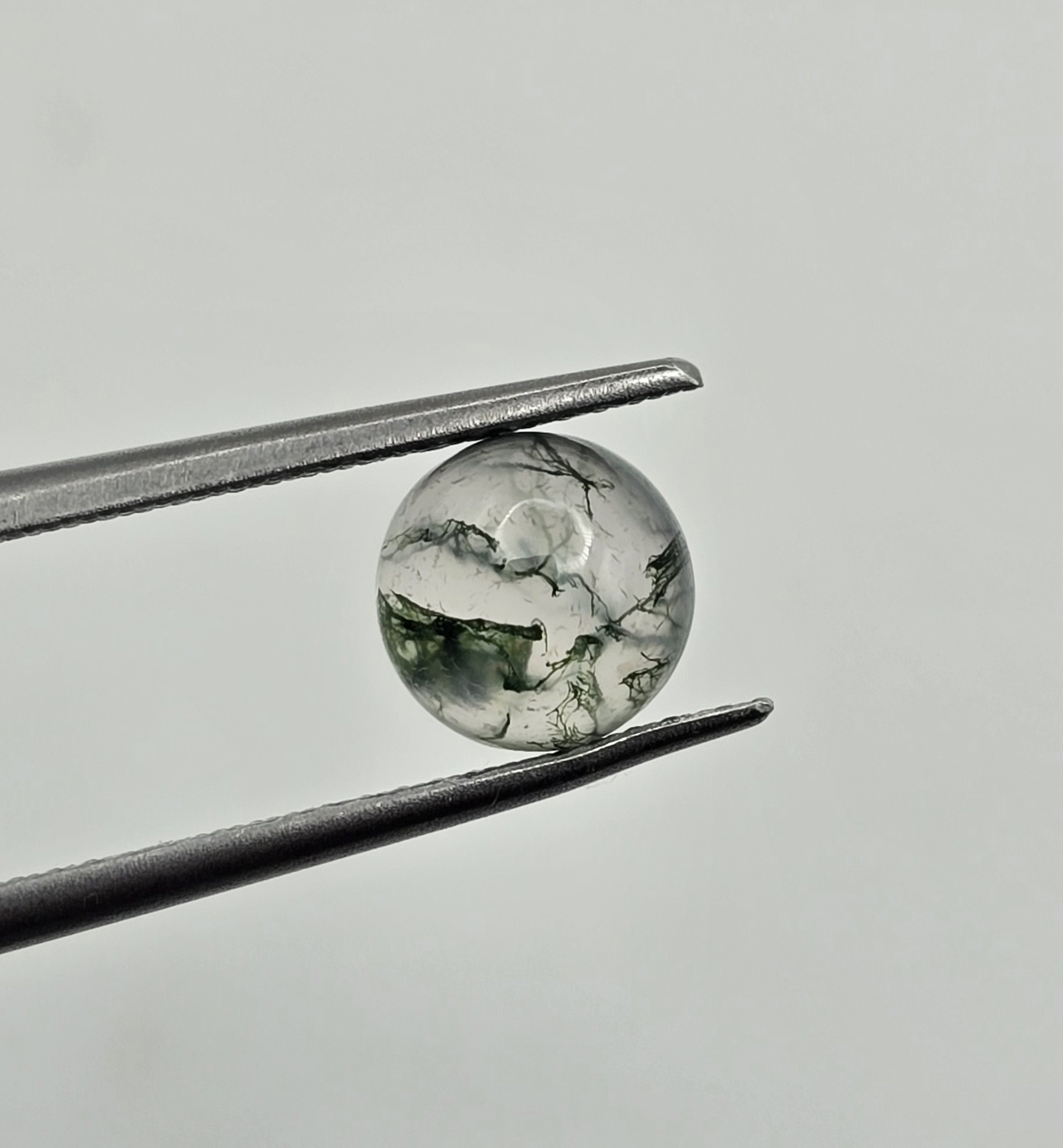 7mm round moss agate cabochon