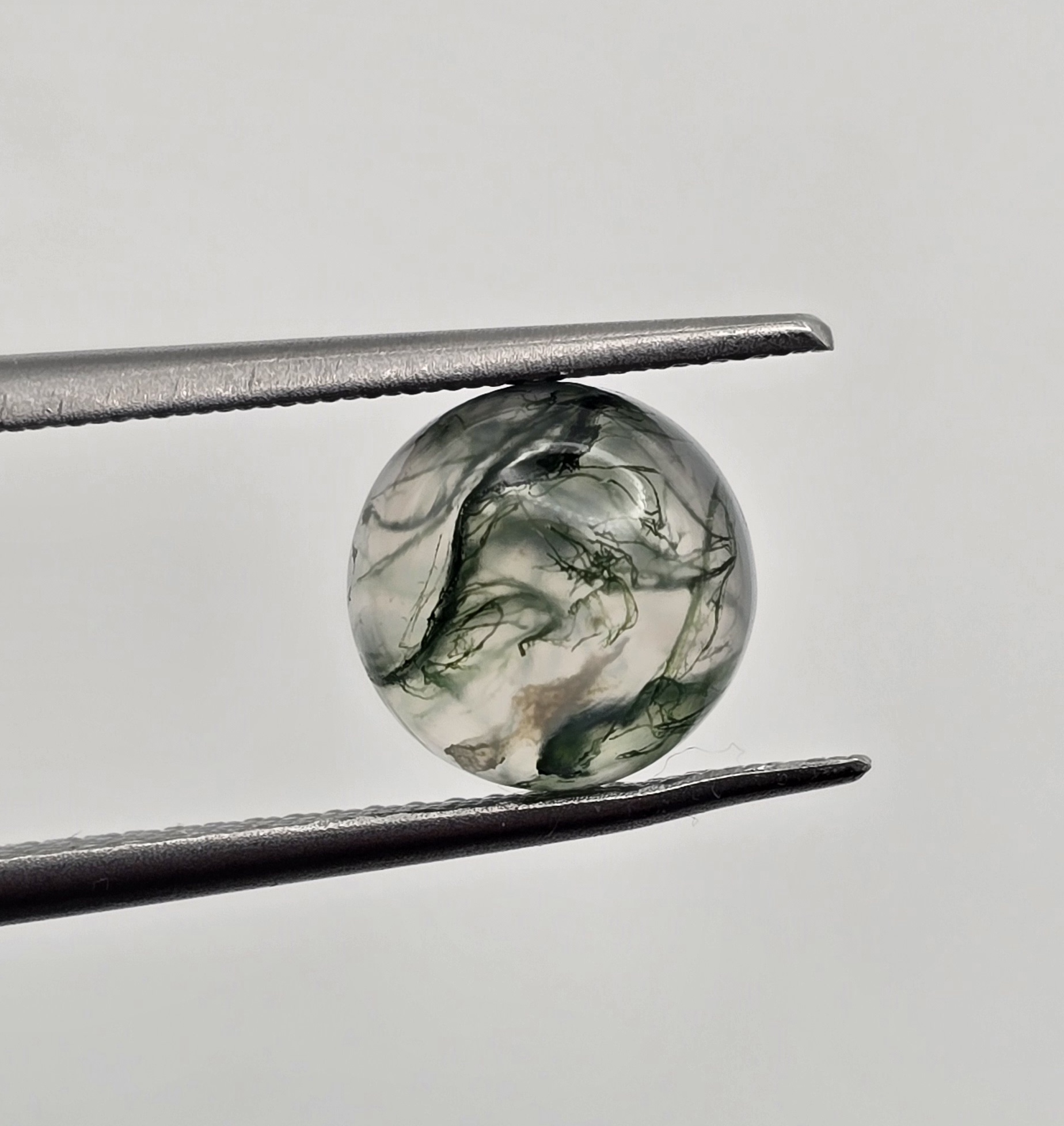 8mm round moss agate cabochon, high quality