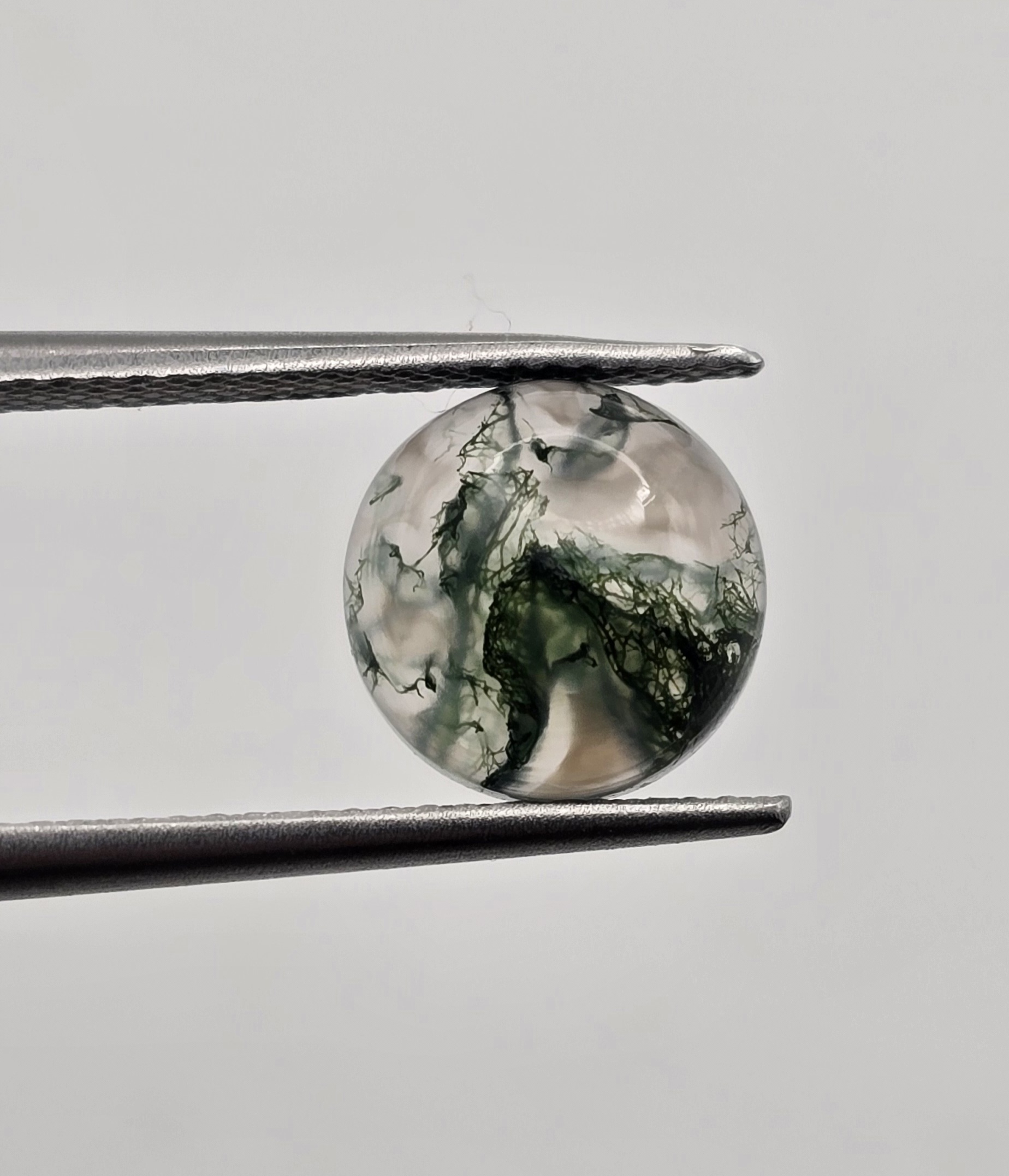 9mm round moss agate cabochon, high quality