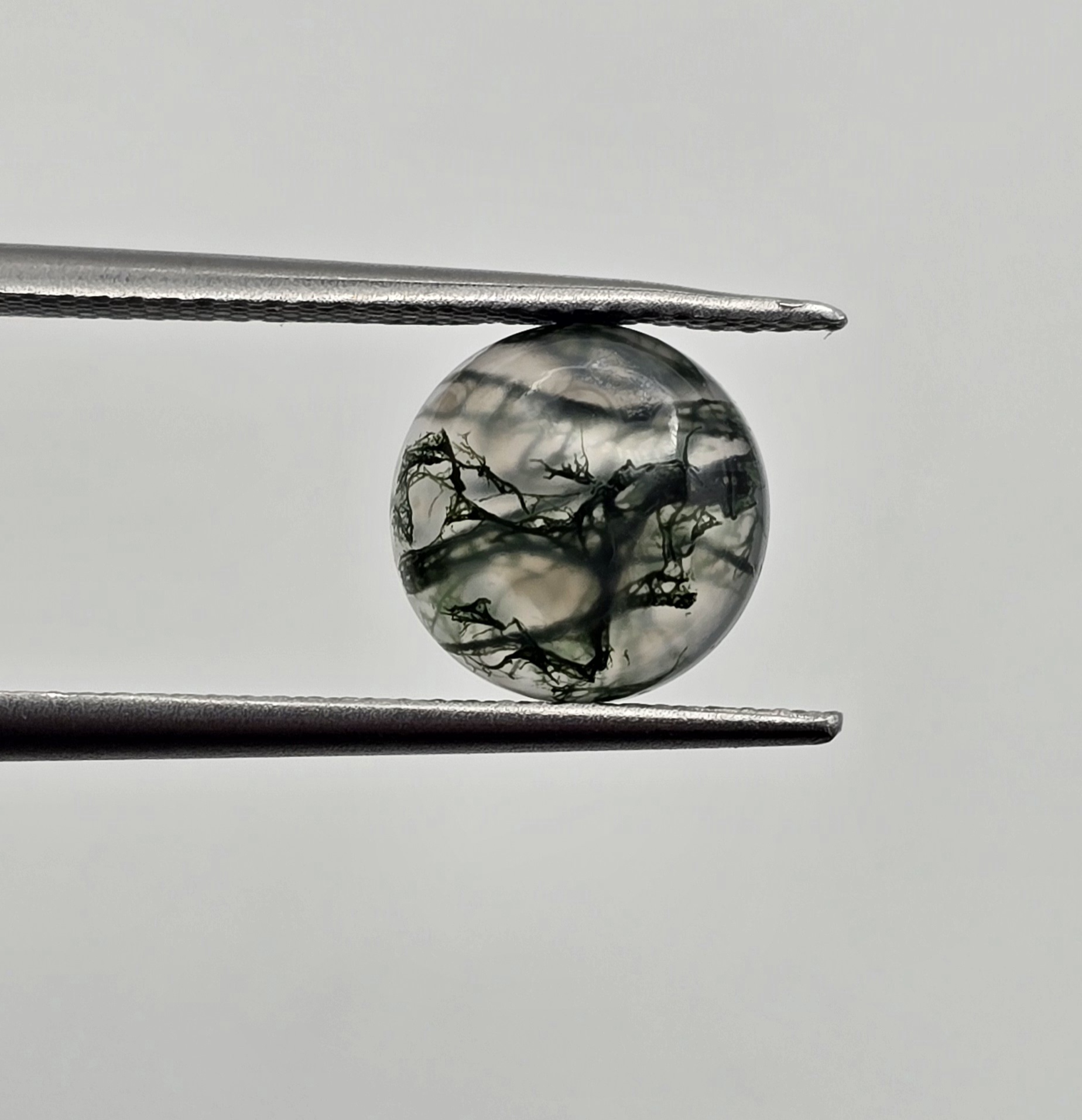 9mm round moss agate cabochon, high quality