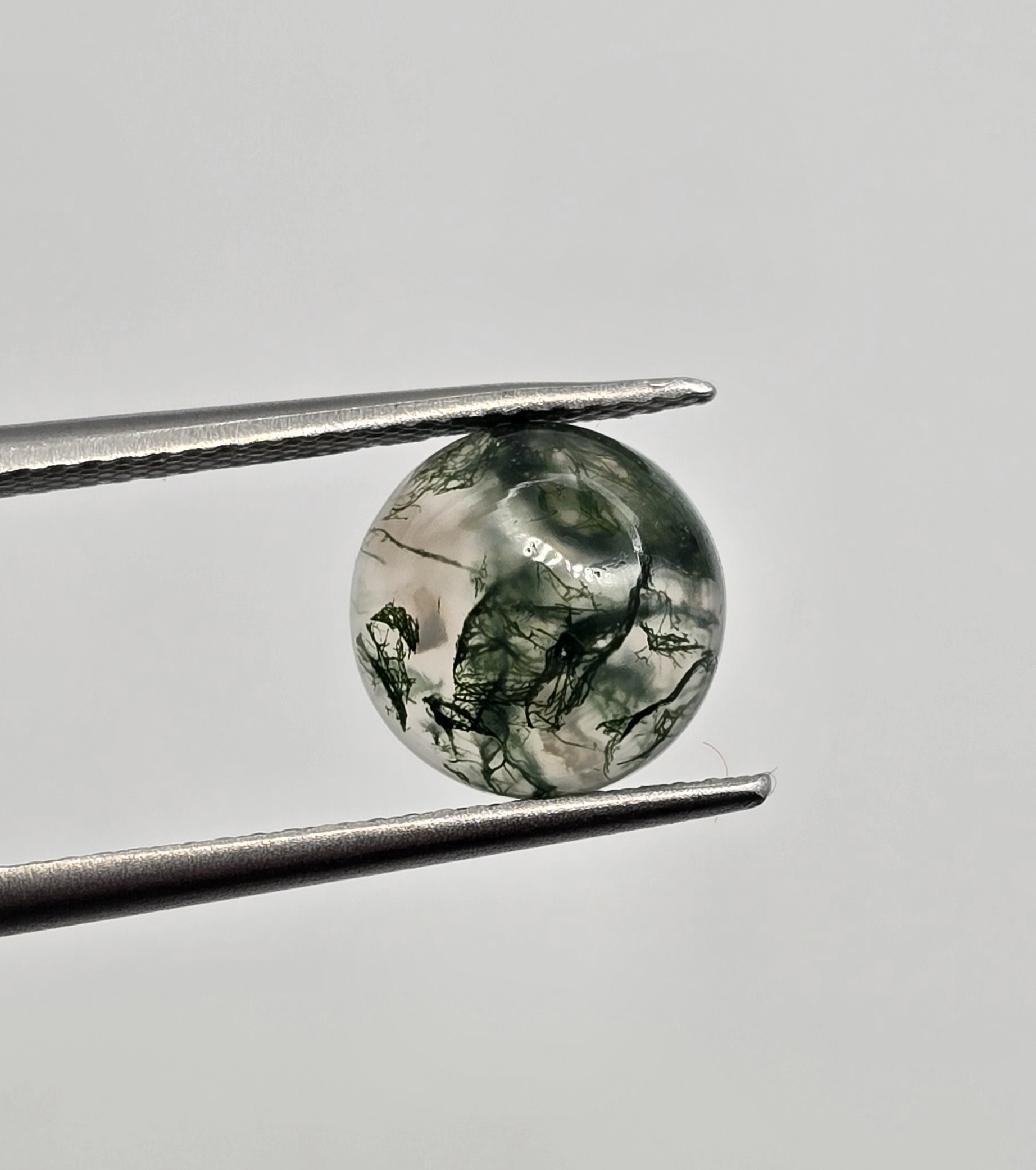 9mm round moss agate cabochon, high quality