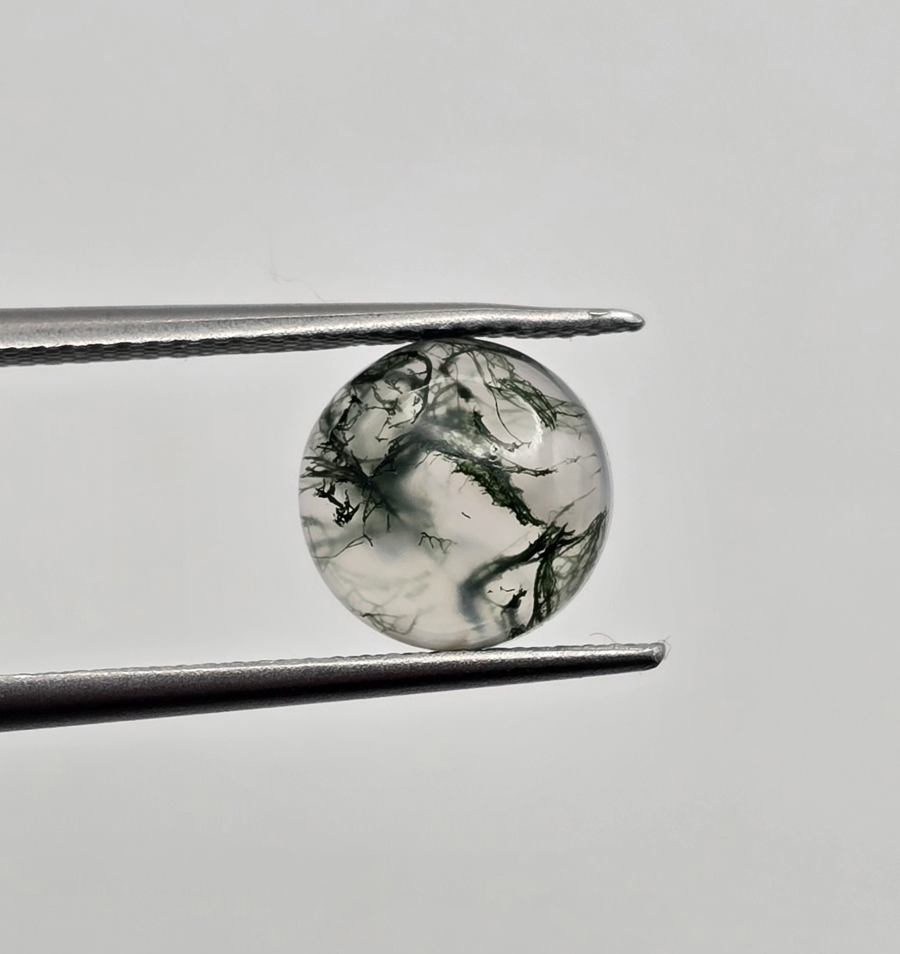 9mm round moss agate cabochon, high quality