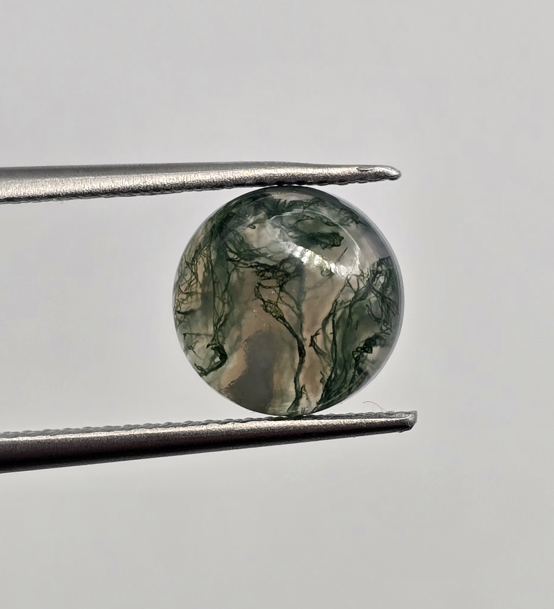 9mm round moss agate cabochon, high quality