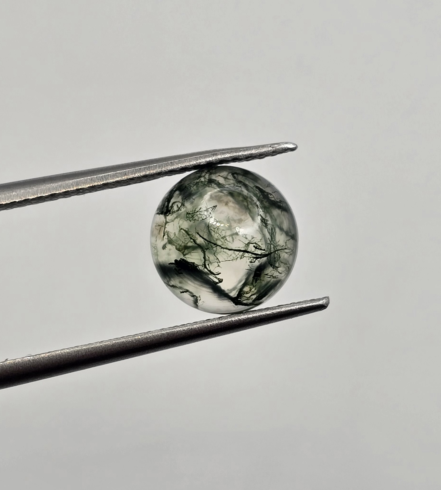 9mm round moss agate cabochon, high quality